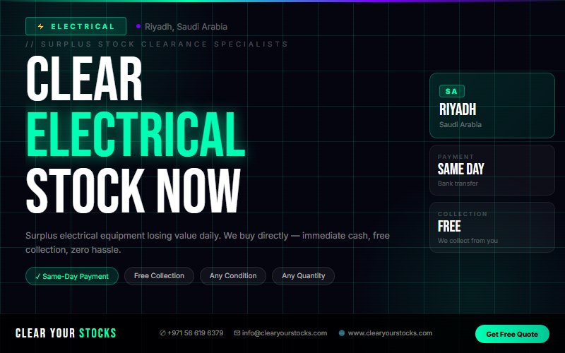 Unsold Electrical Stock Buyers in Riyadh, Saudi Arabia — Recover Your Capital Today