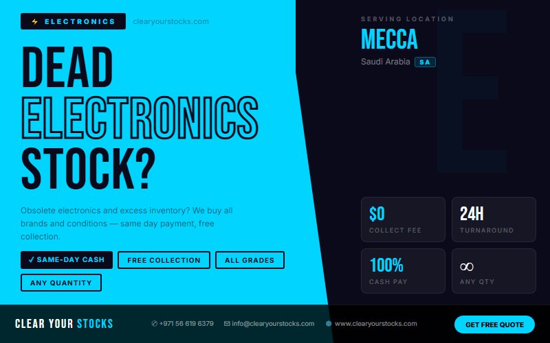 Clear Your Electronics Warehouse in Mecca, Saudi Arabia — We Buy Everything