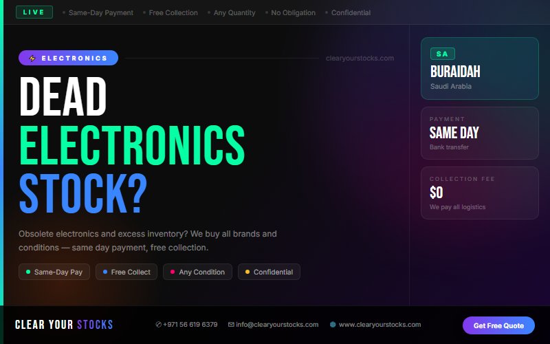 Non-Moving Electronics Stock in Buraidah, Saudi Arabia? Clear Your Stocks Buys It Today