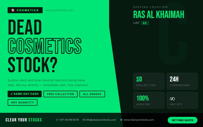 Top Surplus Cosmetics Buyers in UAE — Ras Al Khaimah, UAE Collection Available