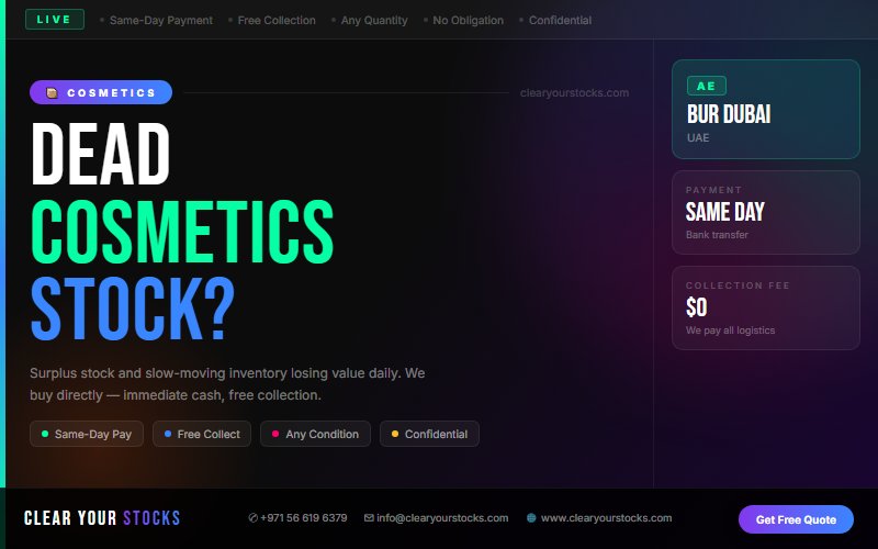 Bur Dubai, UAE Businesses: Sell Your Excess Cosmetics Stock — No Hassle