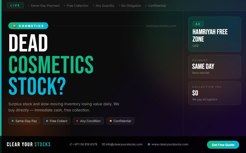 Unwanted Cosmetics Inventory Buyers in Hamriyah Free Zone, UAE — No Minimum Quantity