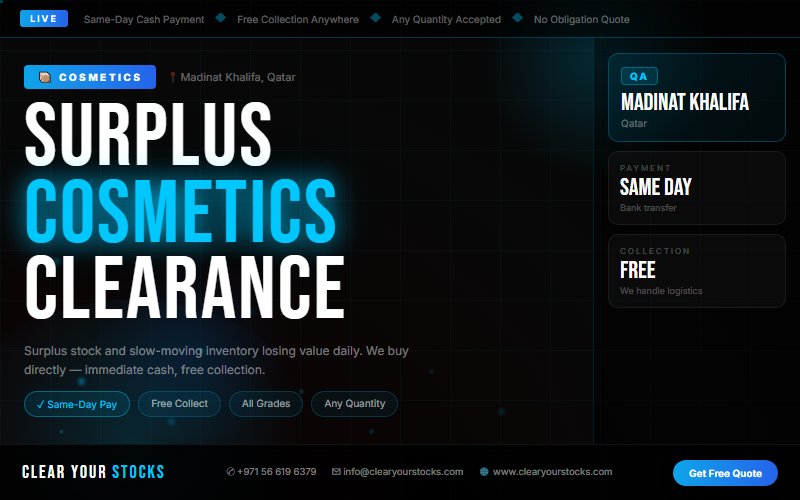 Fastest Cosmetics Stock Clearance in Madinat Khalifa, Qatar — Any Condition, Any Quantity