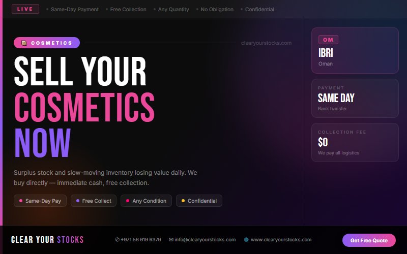 Surplus Cosmetics Buyers Across Oman — Based Near Ibri, Oman