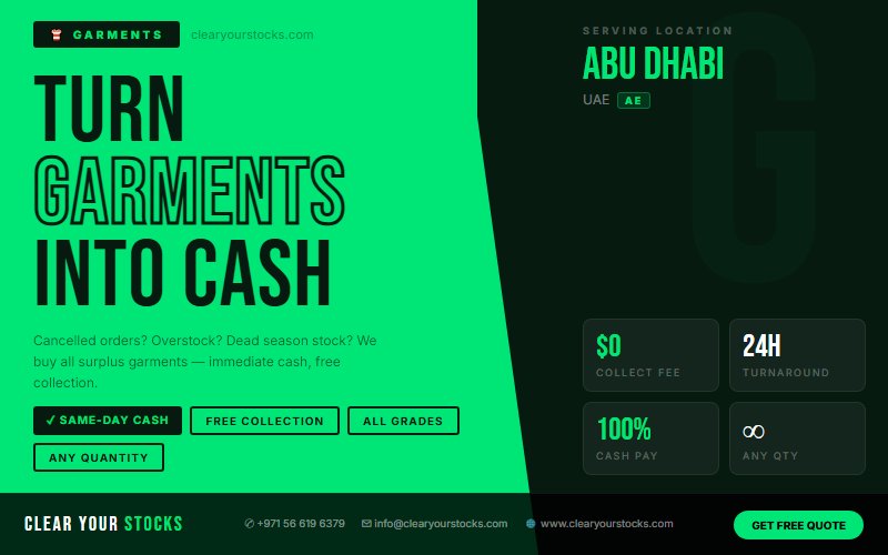 Nearest Garments Dead Stock Buyer in Abu Dhabi, UAE — Clear Your Stocks