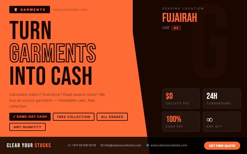 Sell Your Excess Garments Materials in Fujairah, UAE — Quick Fair Payment