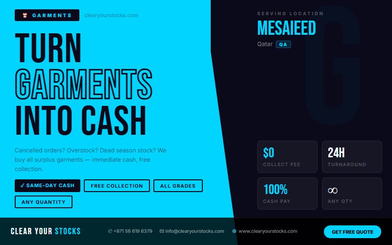 Sell Your Excess Garments Materials in Mesaieed, Qatar — Quick Fair Payment