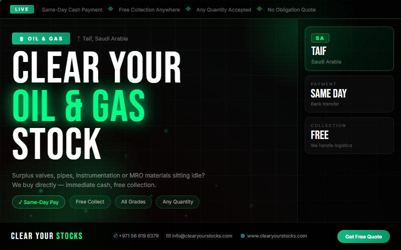 Non-Moving Stock Buyers Saudi Arabia — Oil & Gas | Taif, Saudi Arabia Same Day Pay