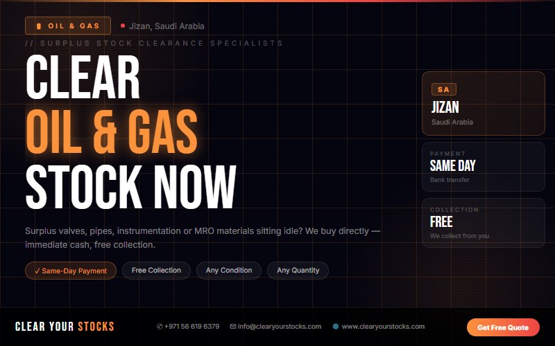 Fastest Oil & Gas Stock Clearance in Jizan, Saudi Arabia — Any Condition, Any Quantity