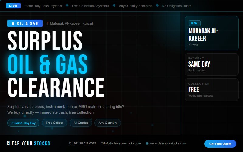 Overstock Oil & Gas in Mubarak Al-Kabeer, Kuwait? Sell It Today for Immediate Cash