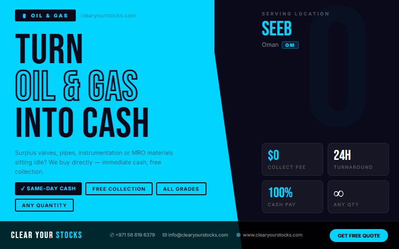 We Are Buying Oil & Gas Surplus Stock in Seeb, Oman Right Now
