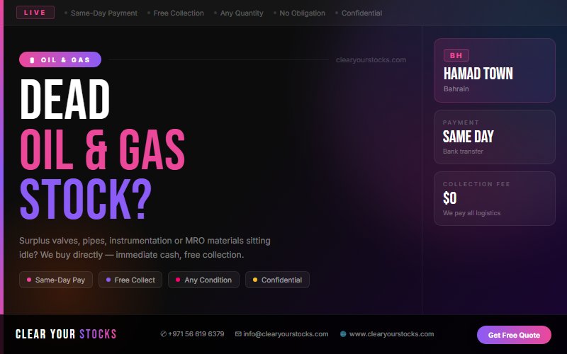 Non-Moving and Obsolete Oil & Gas Inventory in Hamad Town, Bahrain — Sell It Fast