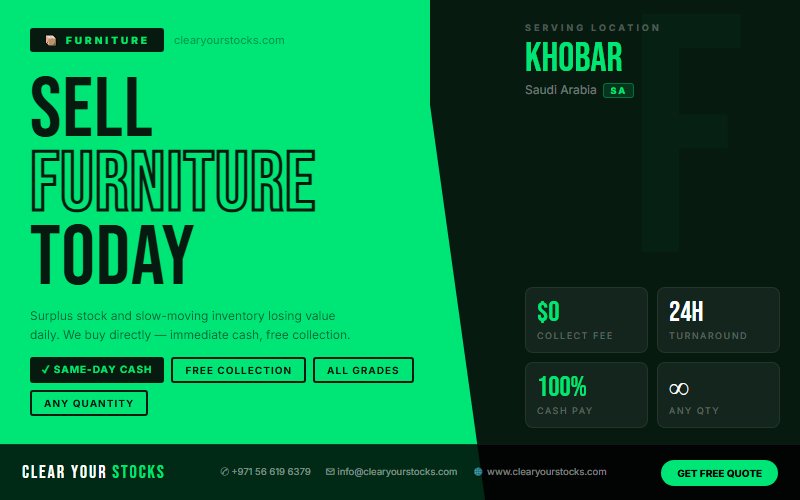 Excess Furniture in Khobar, Saudi Arabia? We Buy Any Quantity with Immediate Payment