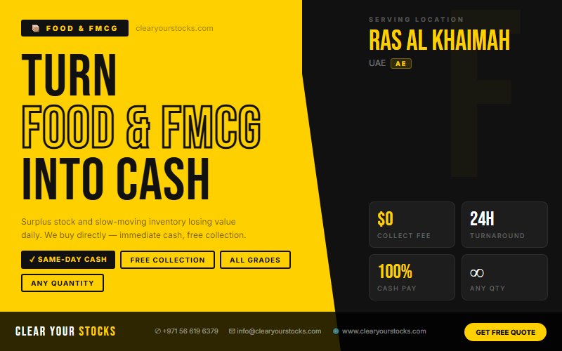 Overstock Food & FMCG Buyers UAE — Clear Your Ras Al Khaimah, UAE Warehouse Today
