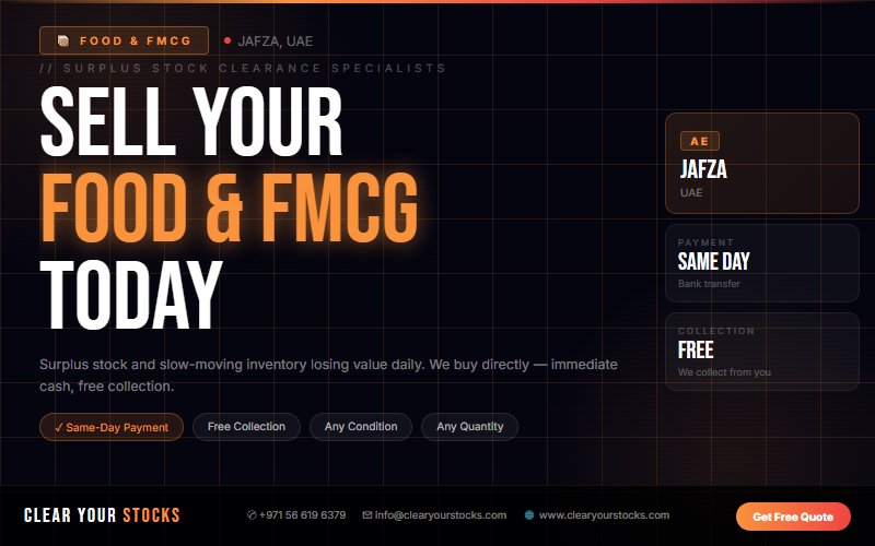 Get Immediate Cash for Your Surplus Food & FMCG Stock in JAFZA, UAE Today