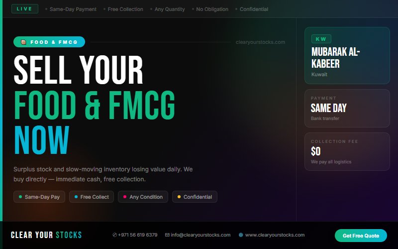 Food & FMCG Surplus Stock in Mubarak Al-Kabeer, Kuwait: Your Complete 2026 Selling Guide