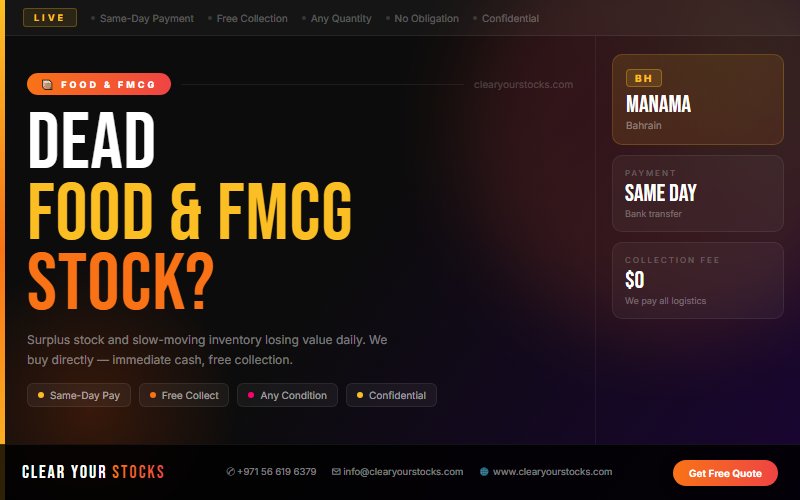 Nearest Food & FMCG Dead Stock Buyer in Manama, Bahrain — Clear Your Stocks