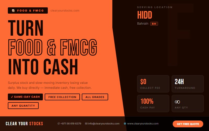 Dead Stock Buyers in Bahrain — Food & FMCG Clearance Near Hidd, Bahrain