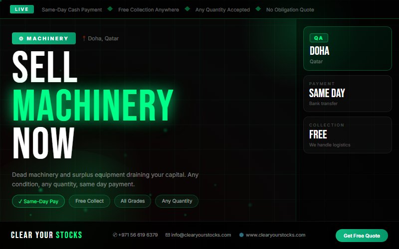 Sell Your Machinery Dead Stock Anywhere in Qatar — Fast Payment