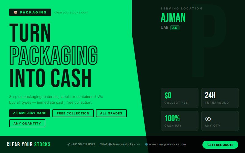 Non-Moving Stock Buyers UAE — Packaging | Ajman, UAE Same Day Pay
