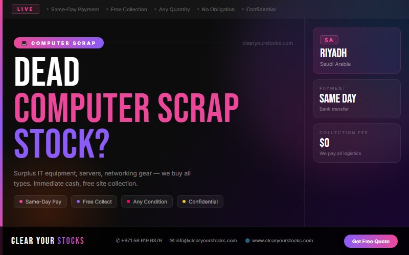 Trusted Surplus Stock Buyers for Computer Scrap in Riyadh, Saudi Arabia — 2026 Guide