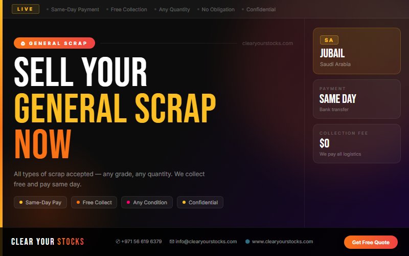 Convert Your General Scrap Warehouse Surplus in Jubail, Saudi Arabia to Cash Today