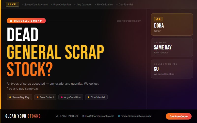 Non-Moving and Obsolete General Scrap Inventory in Doha, Qatar — Sell It Fast