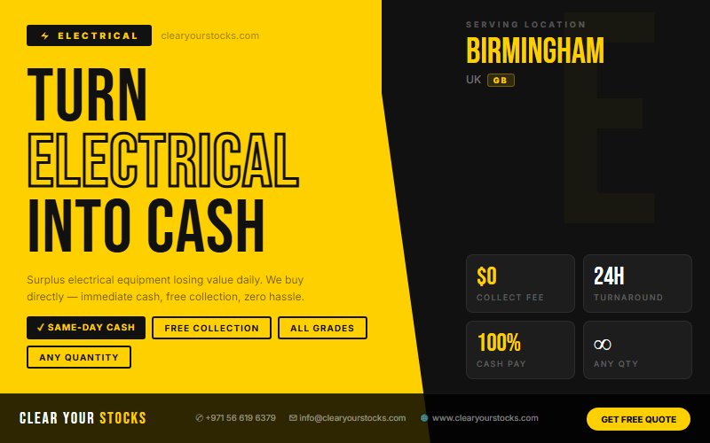 Stop Losing Money on Dead Electrical Stock in Birmingham, UK — Act Now