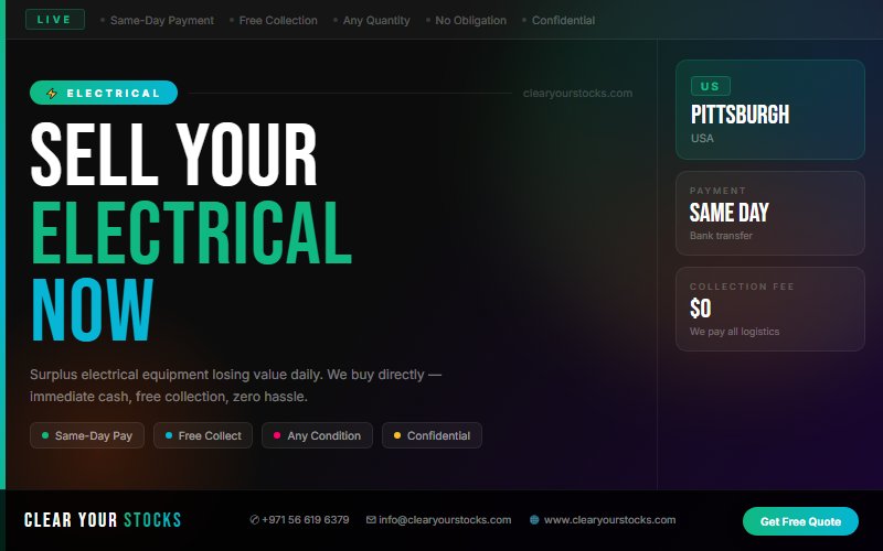Excess Electrical in Pittsburgh, USA? We Buy Any Quantity with Immediate Payment