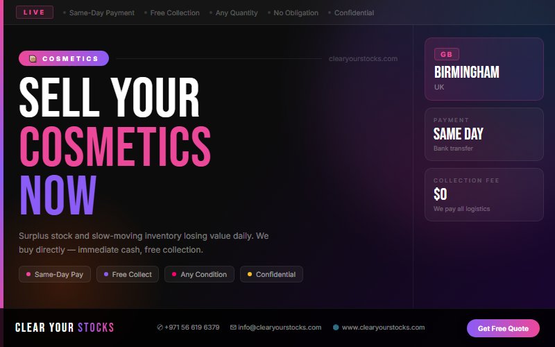 How to Sell Surplus Cosmetics Stock in Birmingham, UK and Get Paid the Same Day