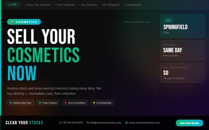 Non-Moving and Obsolete Cosmetics Inventory in Springfield, USA — Sell It Fast