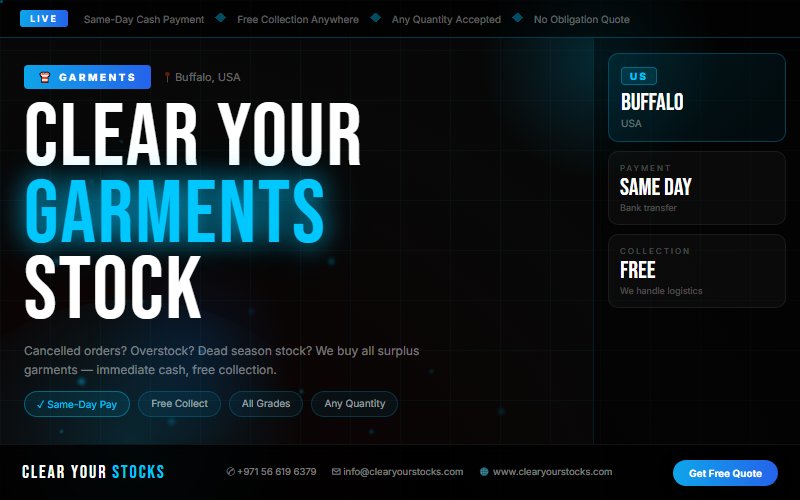 Sell Non-Moving Garments Inventory in Buffalo, USA — Same Day Payment