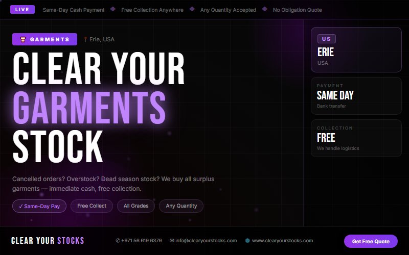 Sell Non-Moving Garments Inventory Near Erie, USA — Instant Cash Payment
