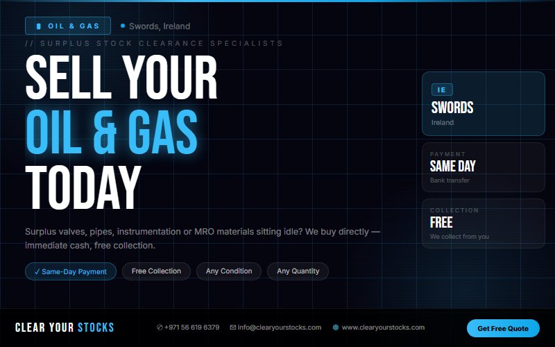 Get Immediate Cash for Your Surplus Oil & Gas Stock in Swords, Ireland Today