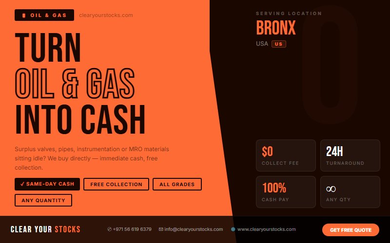 Turn Your Dead Oil & Gas Inventory Into Instant Cash in Bronx, USA