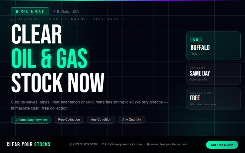 Overstock Oil & Gas Buyers USA — Clear Your Buffalo, USA Warehouse Today