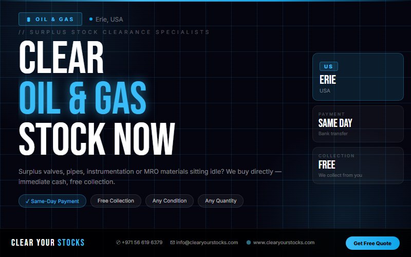 Erie, USA Businesses: Sell Your Excess Oil & Gas Stock — No Hassle