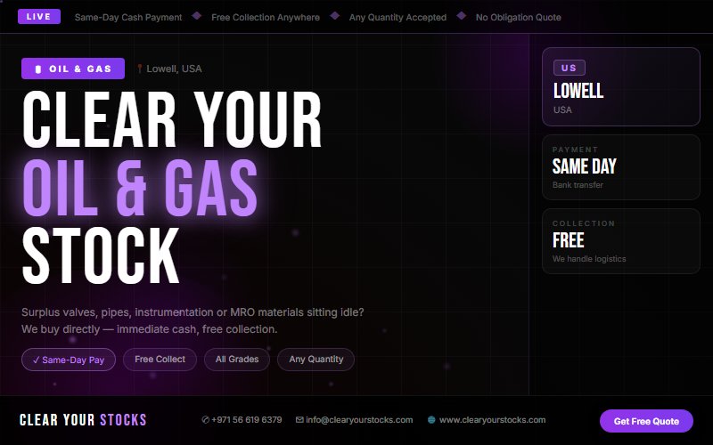 Obsolete Oil & Gas Inventory in Lowell, USA — Turn It Into Cash Now