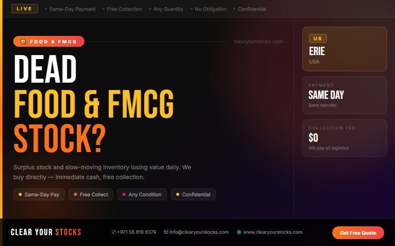 Struggling with Unsold Food & FMCG in Erie, USA? Here Is the Fastest Solution