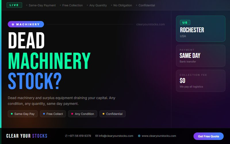 Non-Moving and Obsolete Machinery Inventory in Rochester, USA — Sell It Fast