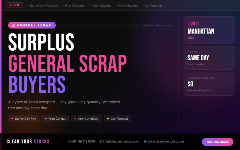 Excess General Scrap in Manhattan, USA? We Buy Any Quantity with Immediate Payment