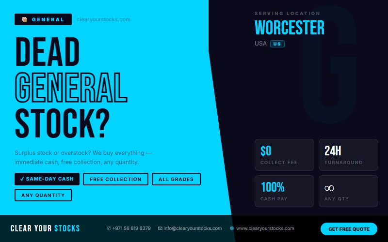 Non-Moving and Obsolete General Inventory in Worcester, USA — Sell It Fast