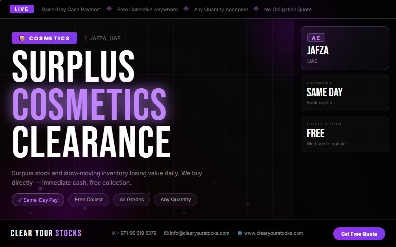Overstock Cosmetics in JAFZA, UAE? Sell It Today for Immediate Cash