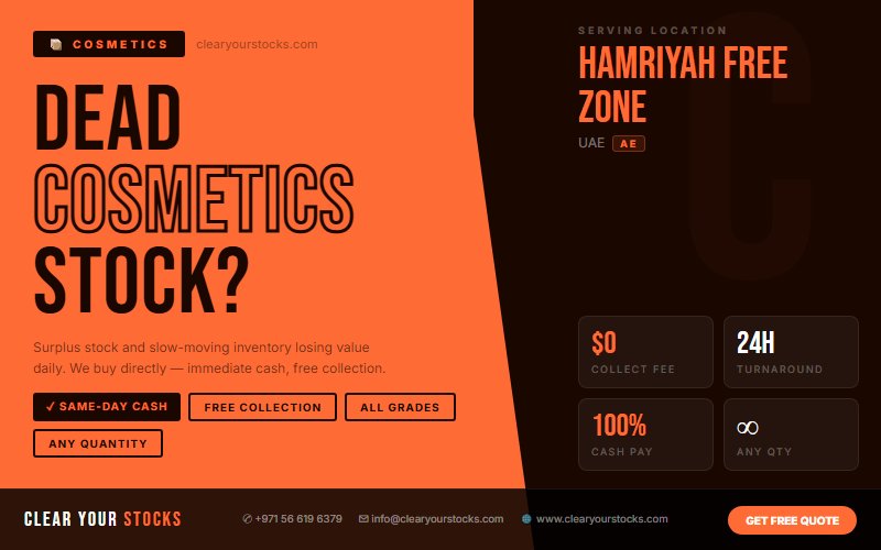 Excess Cosmetics in Hamriyah Free Zone, UAE? We Buy Any Quantity with Immediate Payment