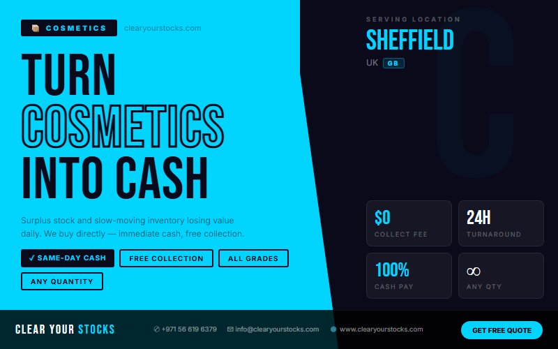 Unwanted Cosmetics Inventory Buyers in Sheffield, UK — No Minimum Quantity