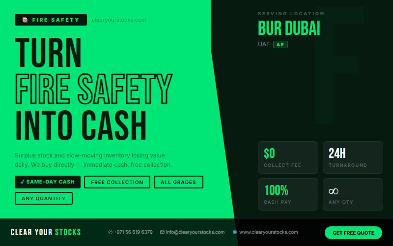 Surplus Fire Safety Buyers in Bur Dubai, UAE — Immediate Payment Any Quantity