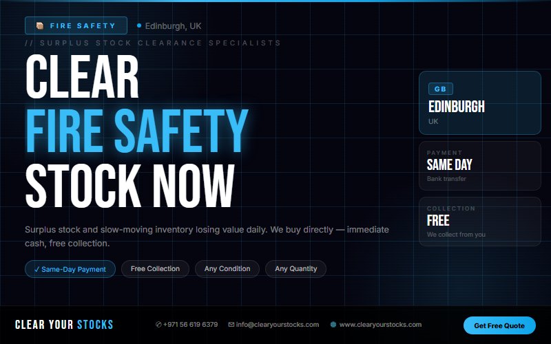 Non-Moving Fire Safety Stock in Edinburgh, UK? Clear Your Stocks Buys It Today