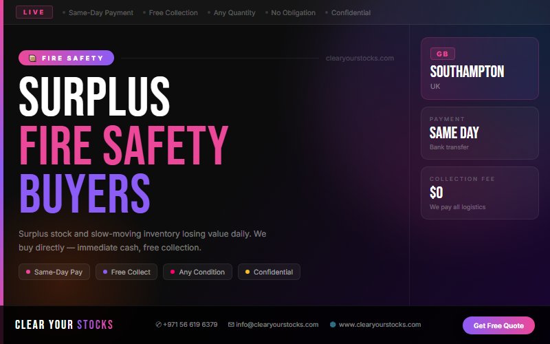 Surplus Fire Safety Buyers Across UK — Based Near Southampton, UK