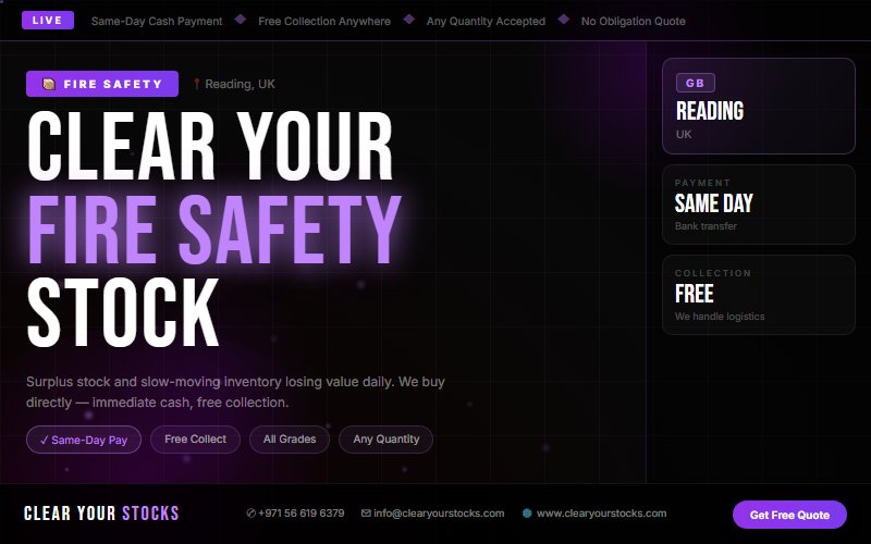 Sell Non-Moving Fire Safety Inventory Near Reading, UK — Instant Cash Payment