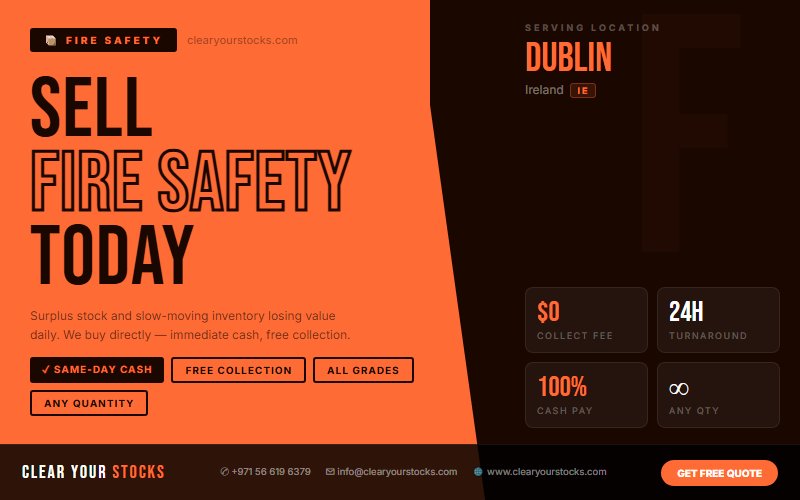 Unsold Fire Safety Stock Buyers in Dublin, Ireland — Recover Your Capital Today